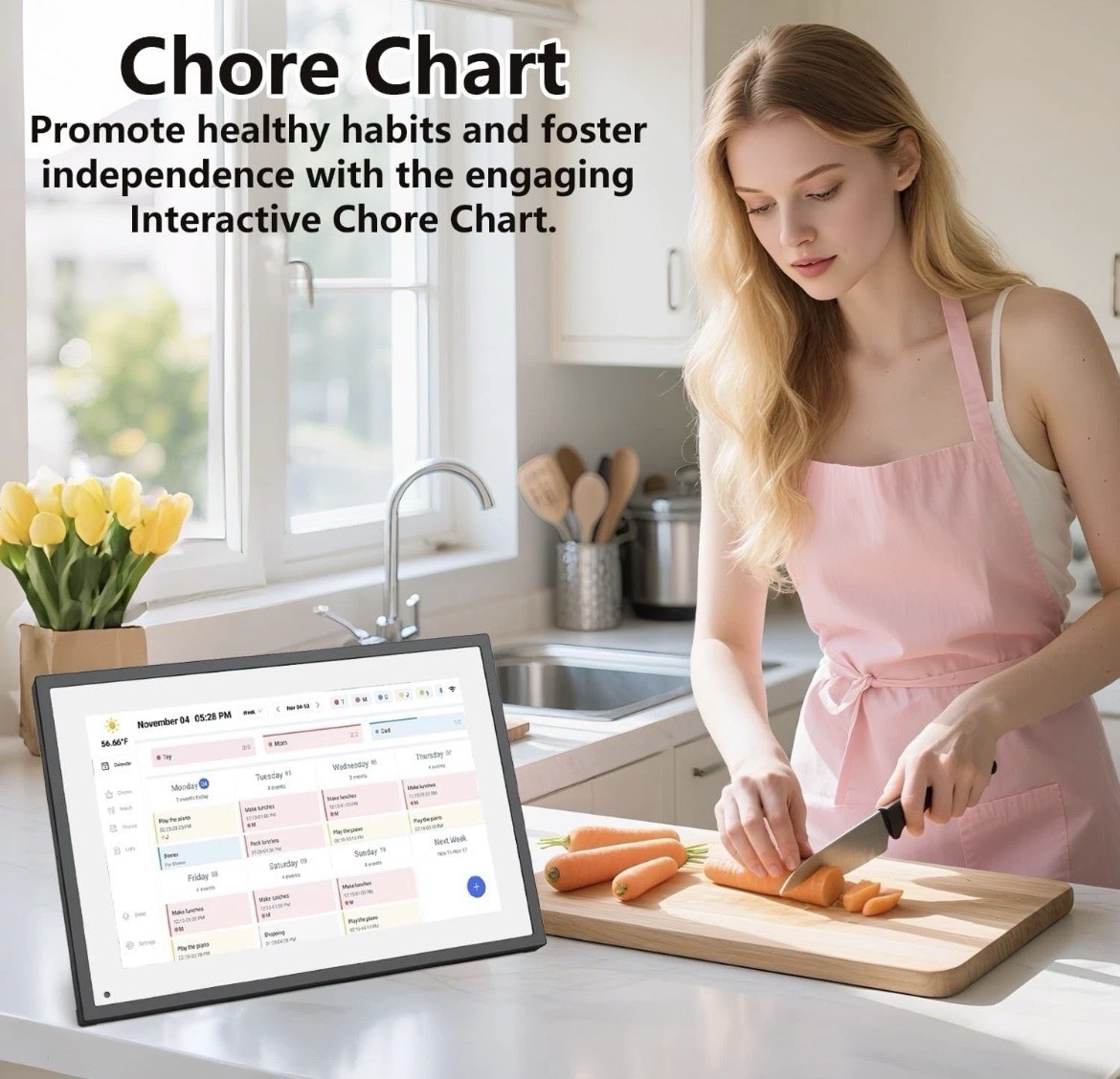 WiFi Digital Calendar Smart Family Planner, Chores, Photos