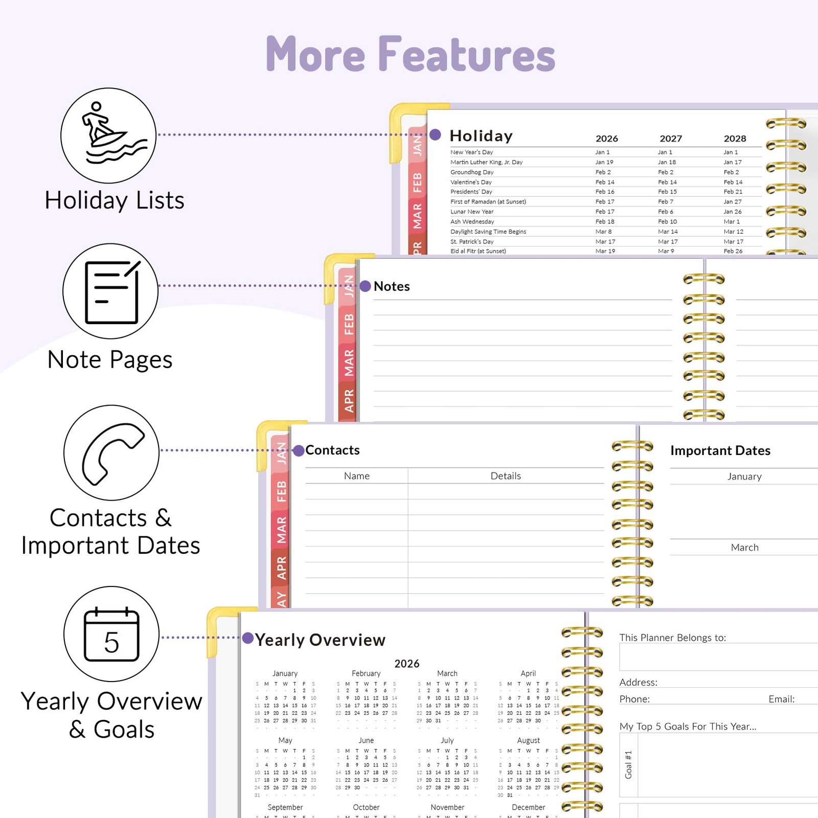 2026 Planner, Forvencer Calendar 8.5″ x 11″ (Jan 2026 – Dec 2026), Purple