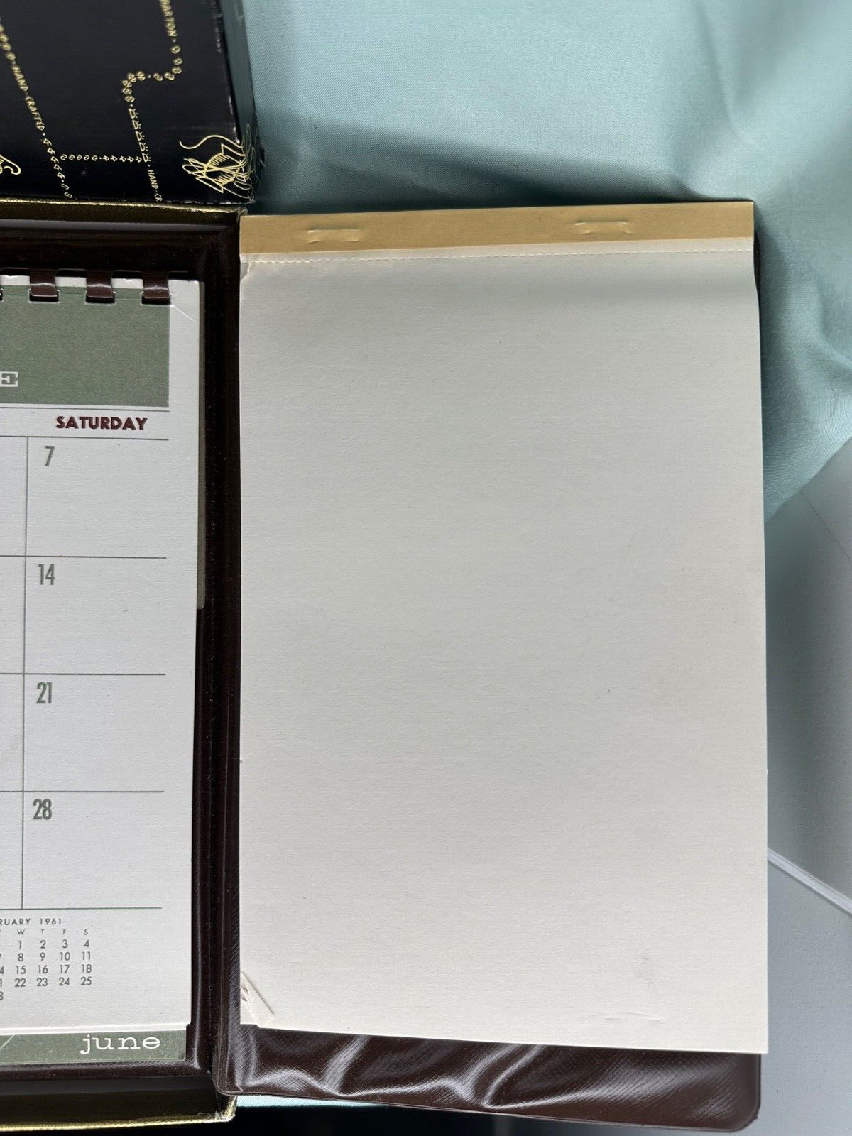 VINTAGE 1961 PLANNER CALENDAR ADDRESS BOOK PAPER PEN LETTER OPENER PLASTIC CASE
