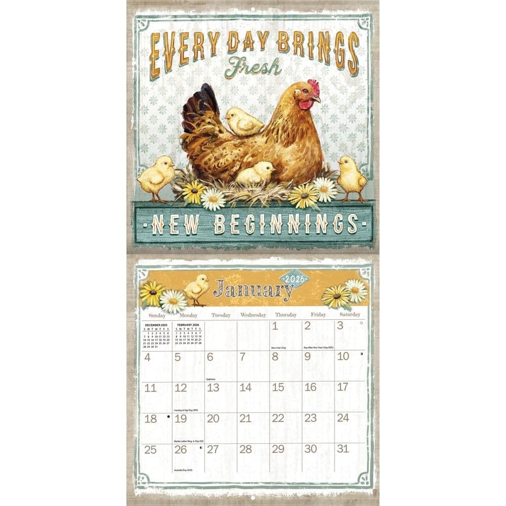 Lang, Farmhouse 2026 Mini Wall Calendar, 7” X 7”, 7″W x 0.2″H, 2026