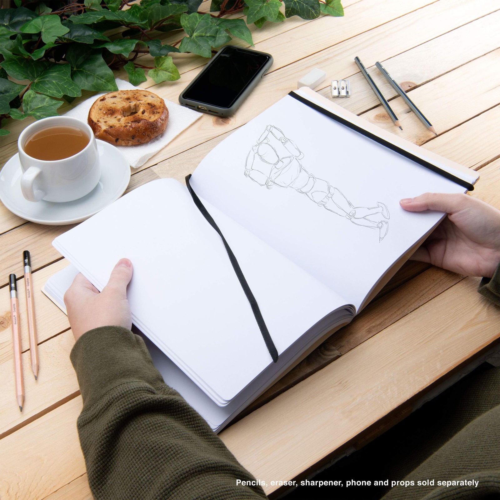 Pentalic 8″ x 10″ Pocket Sketchbook Traveler 8-inch x 10-inch, Black, Black