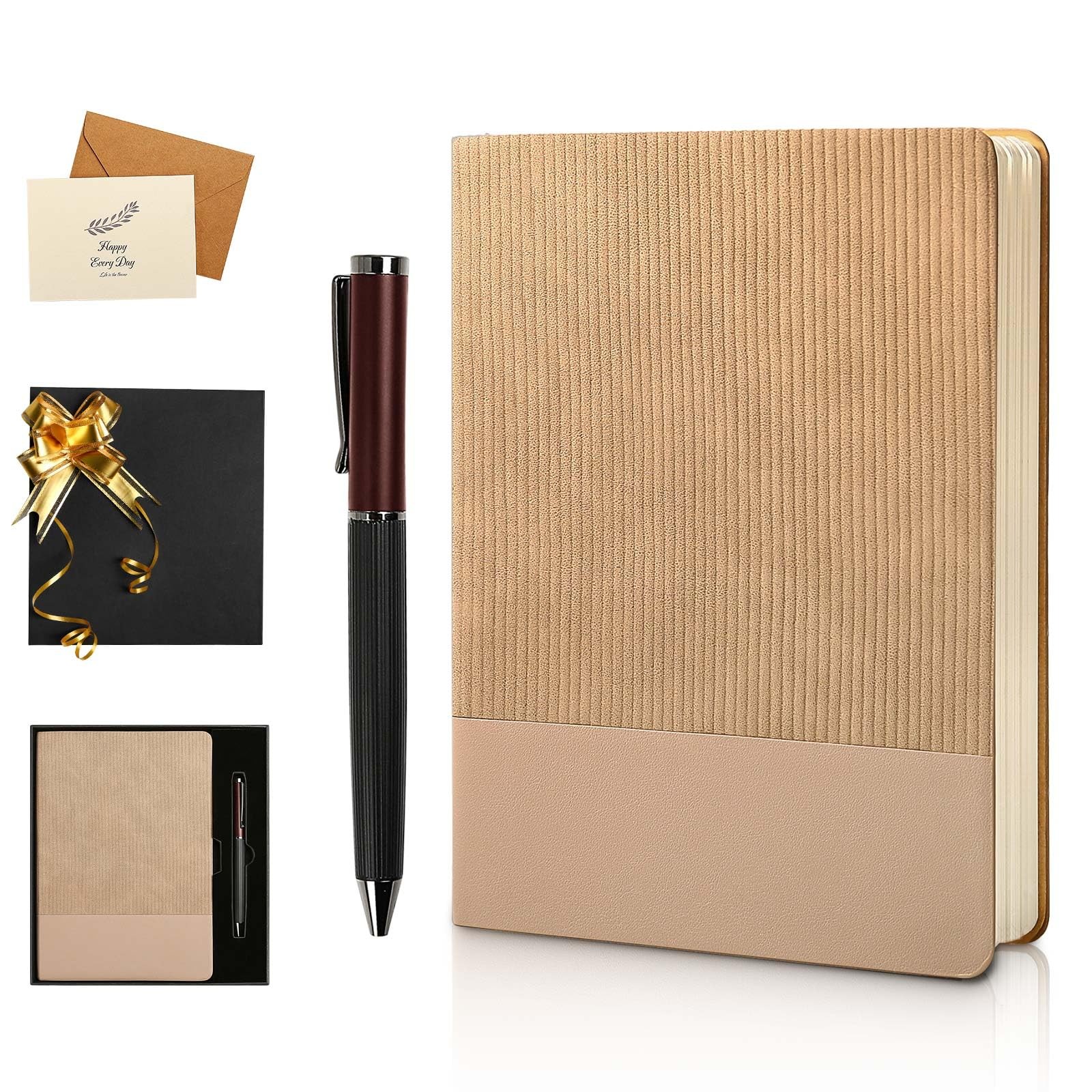 TSFPapier A5 Lined Notebook with Pen & Gift Box 216 Pages PU Leather Journals