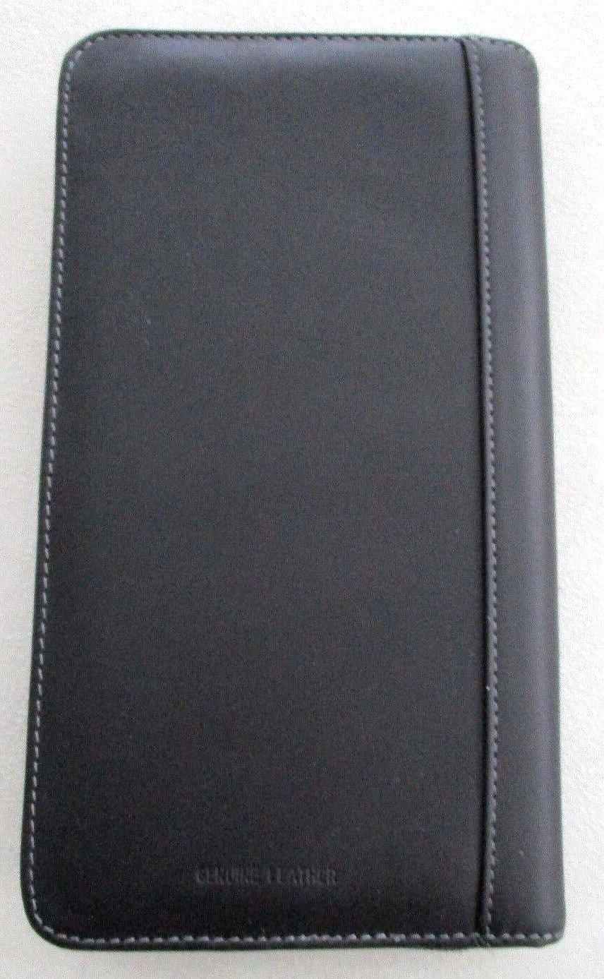 NEW BOX Black LEEDS Genuine Leather ZIP-AROUND WALLET ORGANIZER Logo Embossed