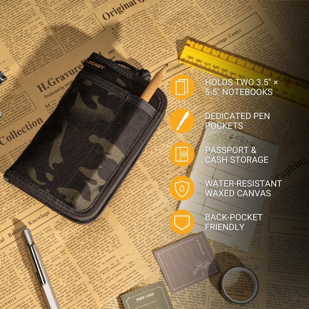 Travel Pocket Journal | Tomoe River Paper | Military Style | Smart Storage