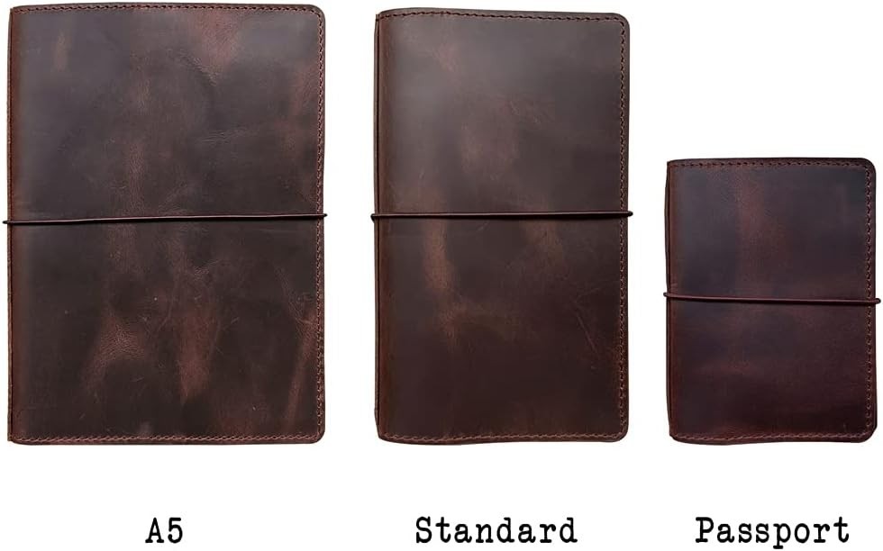 Stylish A5 Leather Notebook Cover with Durable Elastic Closure and Card Slots