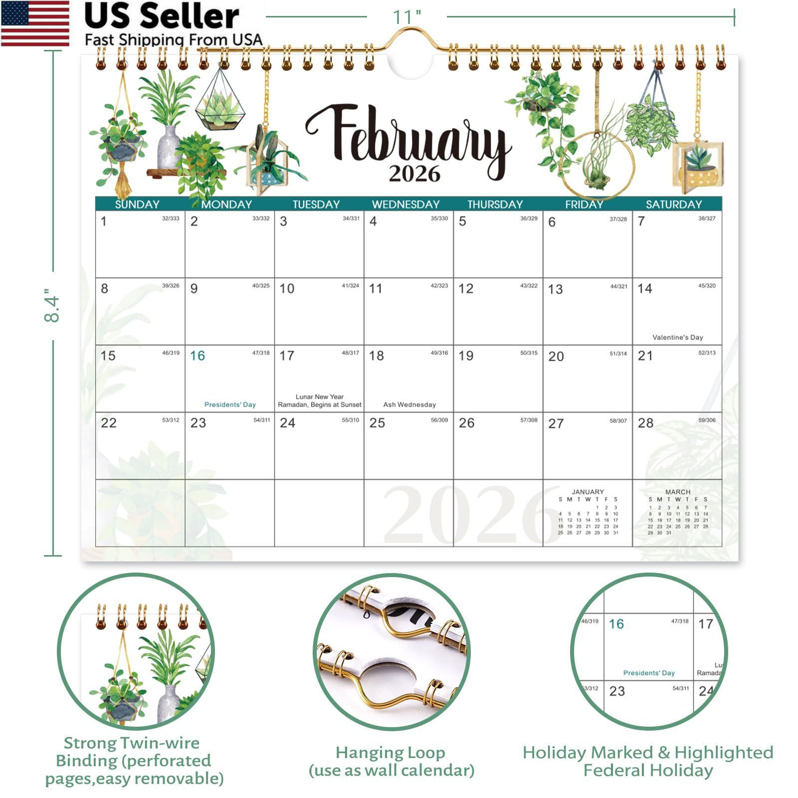 2026 Wall Calendar – 2026 Calendar, 12 Months 2026 from Jan. -…