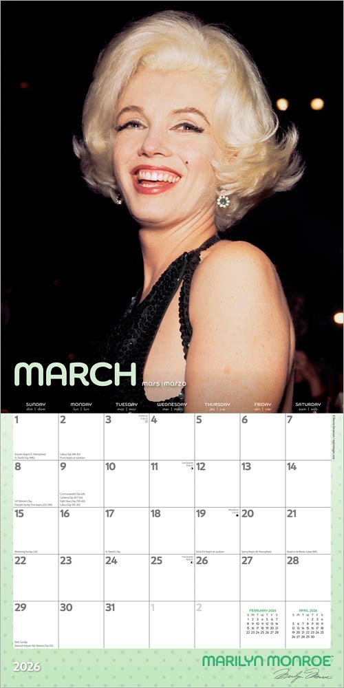 Marilyn Monroe OFFICIAL | 2026 12×24″ (Hanging) Monthly Square Wall Calendar