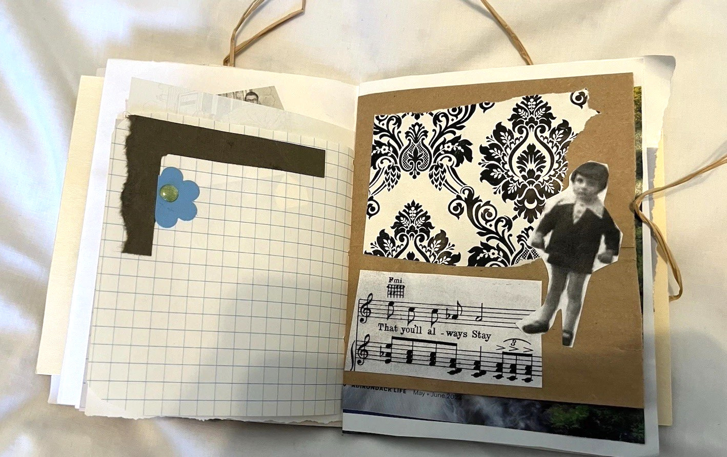 Junk Journal Floral Vintage 5×5” Tuck Spots, Tie Clip,Paper Ephemera Embellished