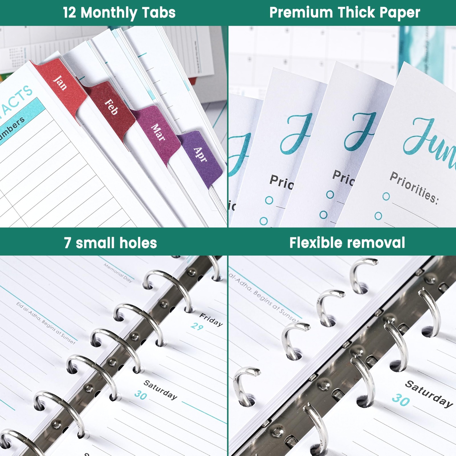 2026 Planner Refills – 7-Hole Punched 5.5″ x 8.5″, Dopamine Color