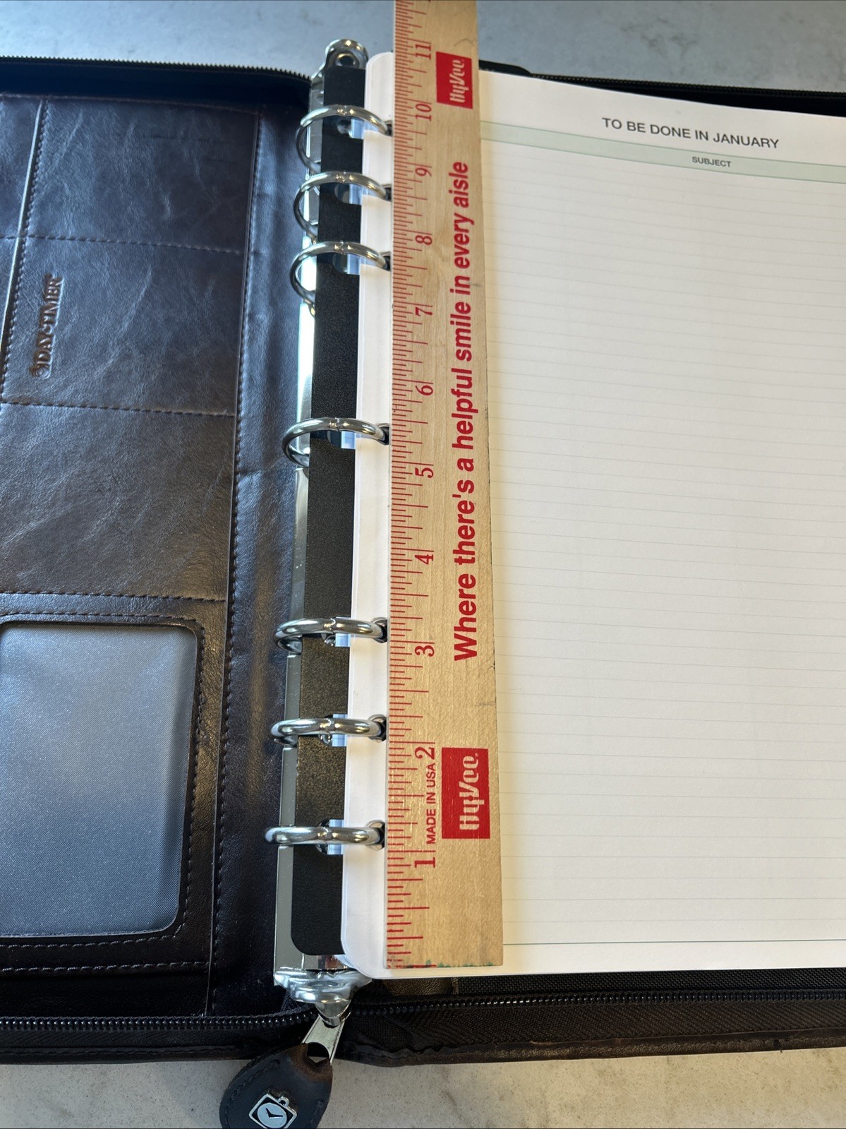 Day-Timer Leather Zippered Planner Cover, Brown, Folio 8 1/2 x 11