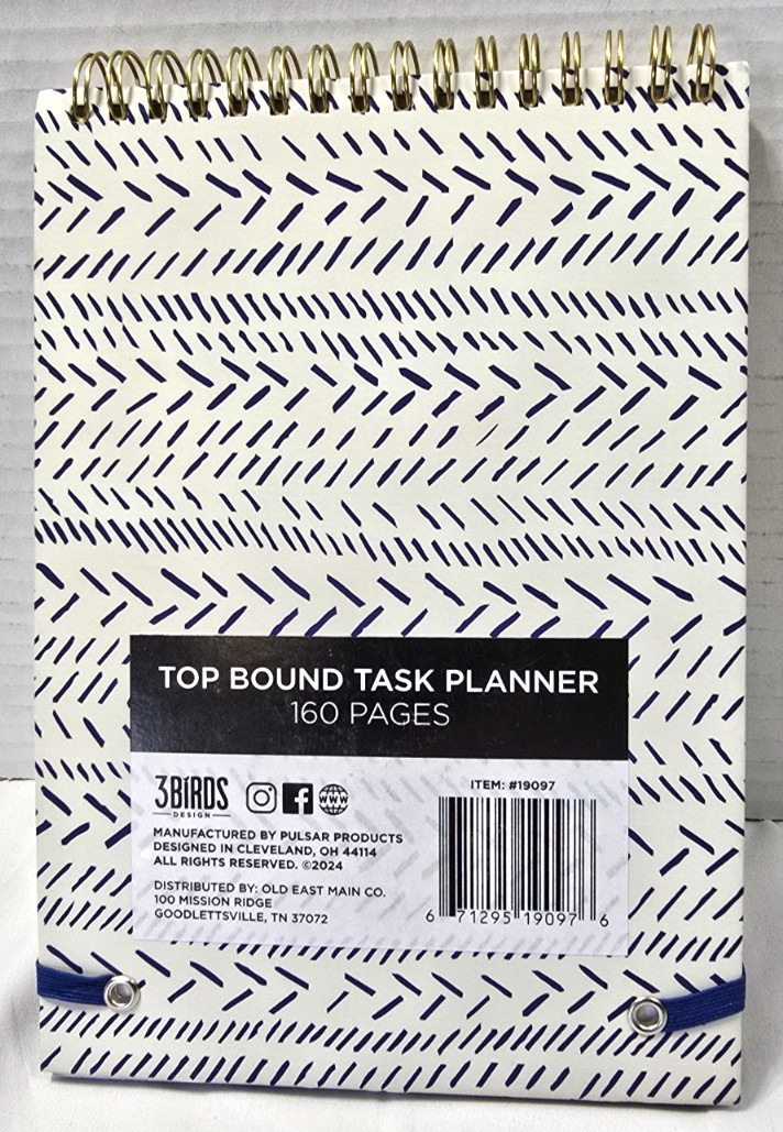 Top Bound Task Planner Spiral -Undated w/ water tracker Pulsar #19097 ~8″ x5.75″