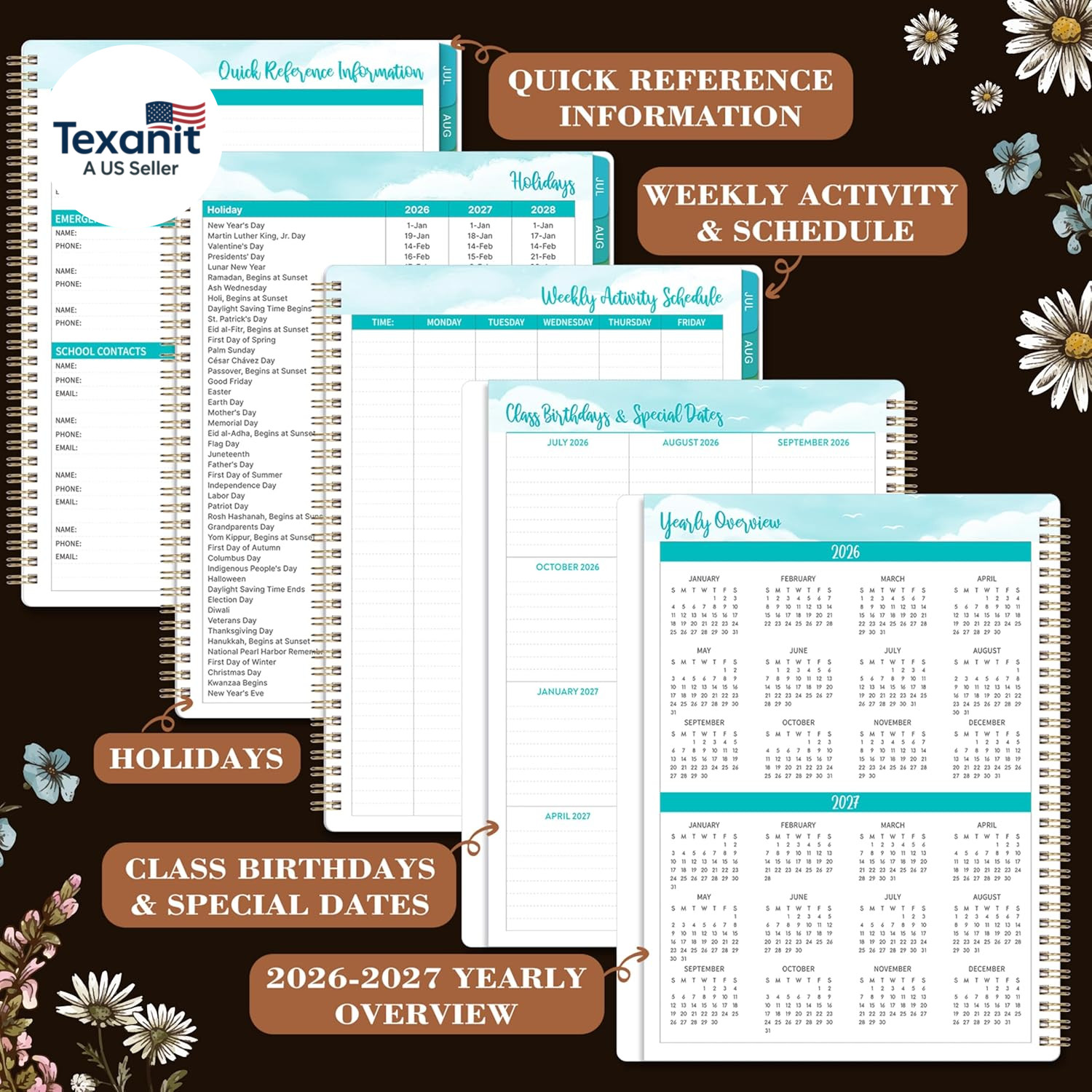 2026-2027 Teacher Planner, Lesson Planner 2026-2027, 8.5″ X 11″, July 2026 – Jun