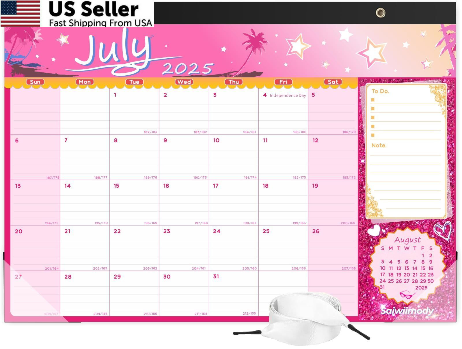 Desk Calendar 2026 with Clear Waterproof Cover 17 x 12 17 x 12 inch, Pink