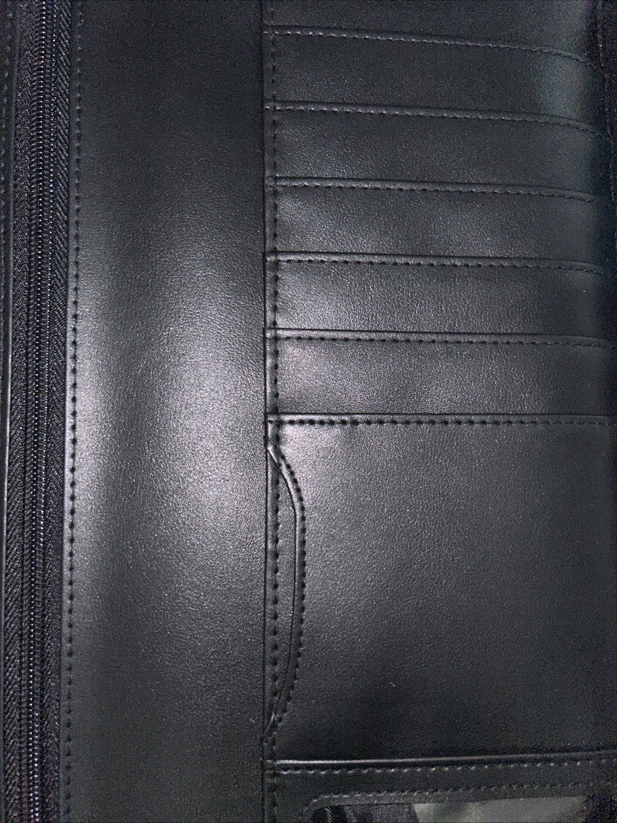 No Brand Leather Portfolio Folder Card Holder Business Organizer with Zipper