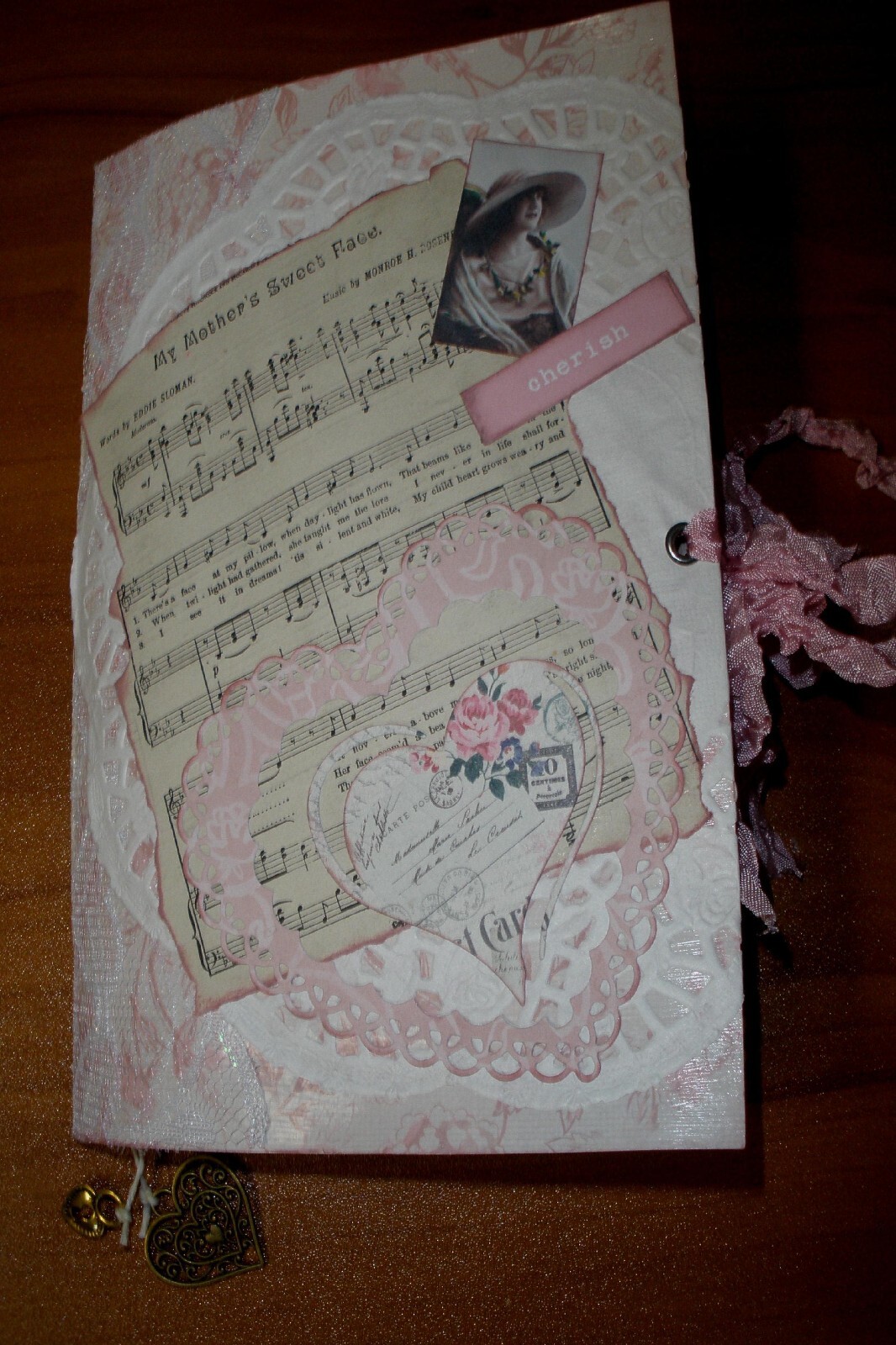 Junk Journal Handmade Vintage Shabby Chic Pink Valentines Embellishments Tags