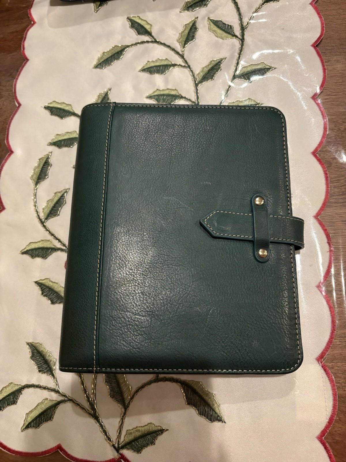 Franklin covey Vintage Aurora Full Grain Italian Leather Classic Teal/ Green
