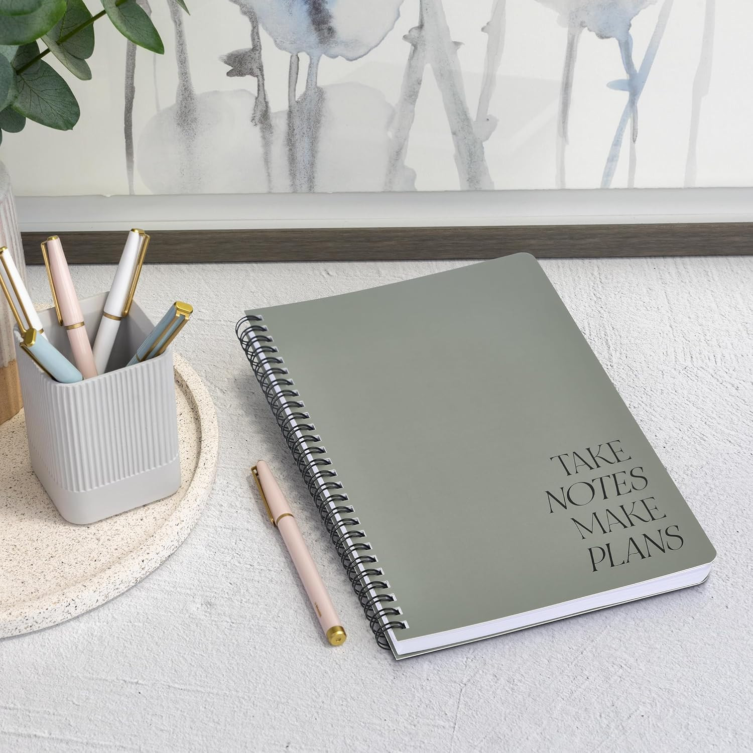 Beautiful Daily Planner and Notebook with Hourly Schedule – Aesthetic Spiral To