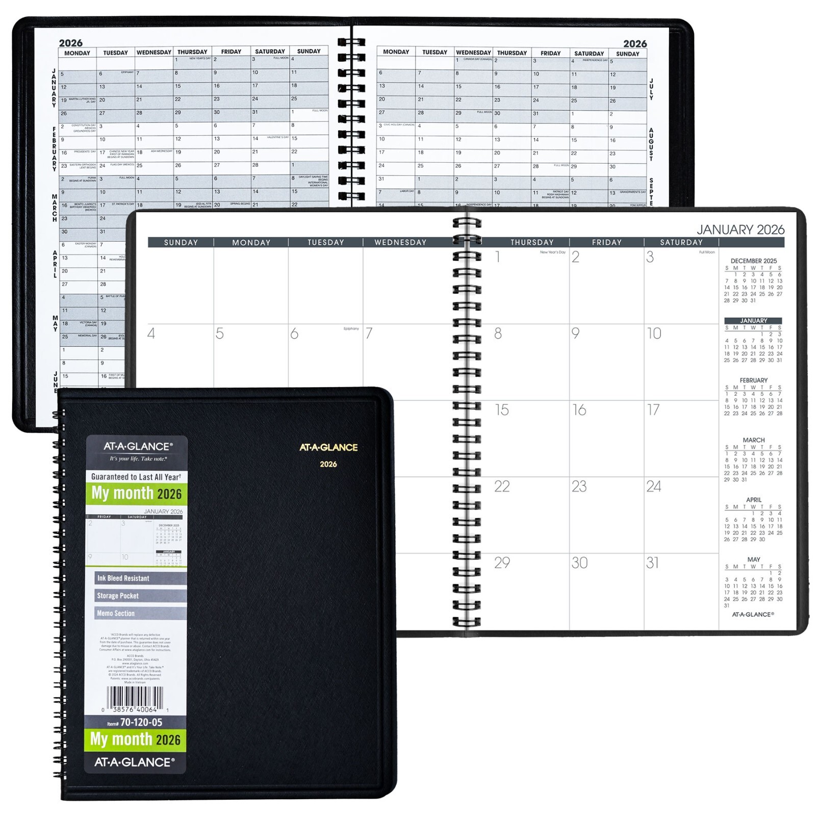2026 At-A-Glance 70-120-05 Monthly Planner, 7 x 8-3/4″