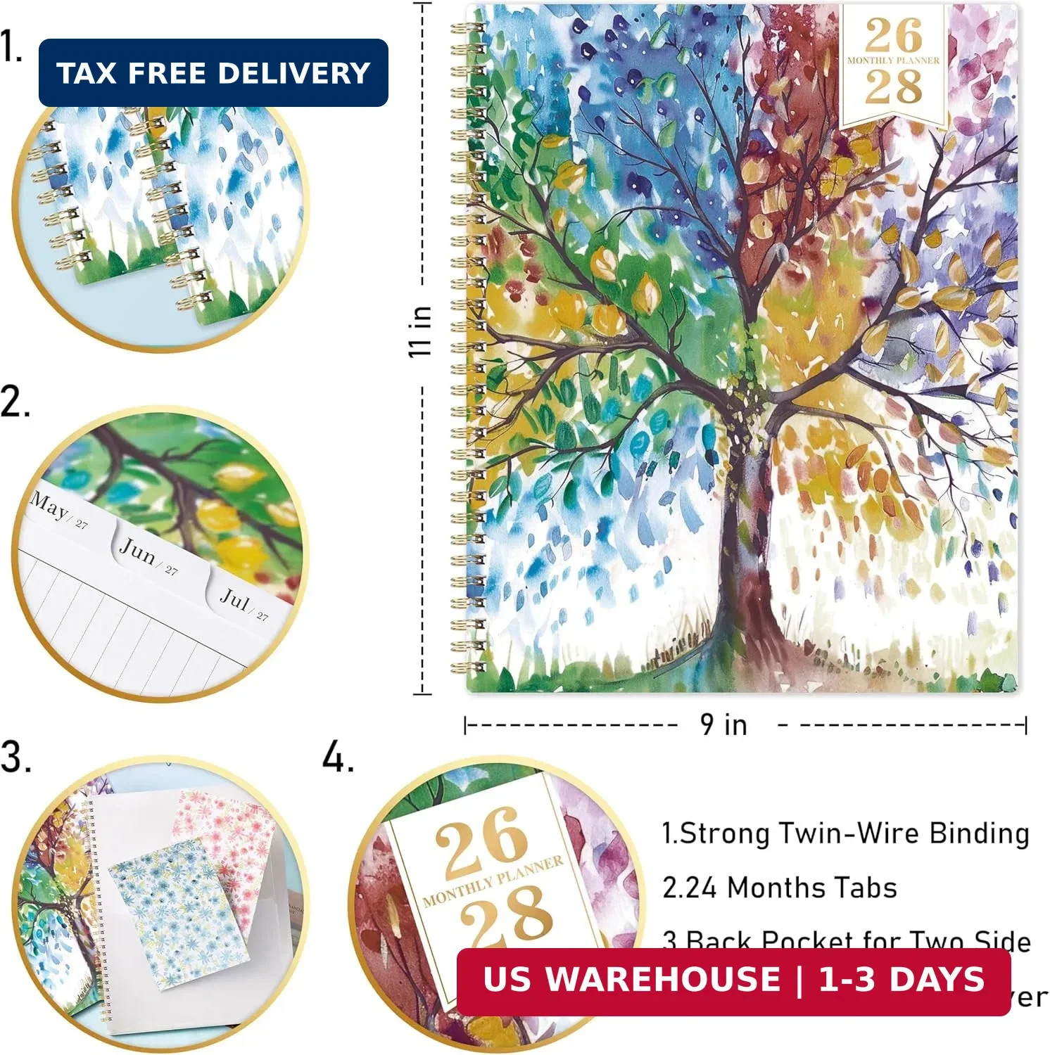 2026-2028 Monthly Planner – 2026-2028 Planner from July 2026 – June 2028, 8.5”