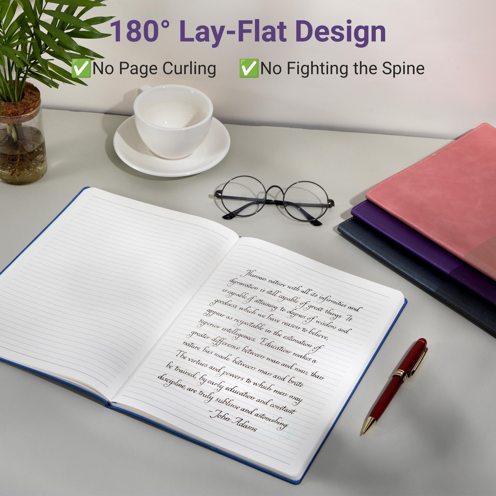 College Ruled Notebook, A4 Color-Block Softcover PU Leather Notebook for Work…