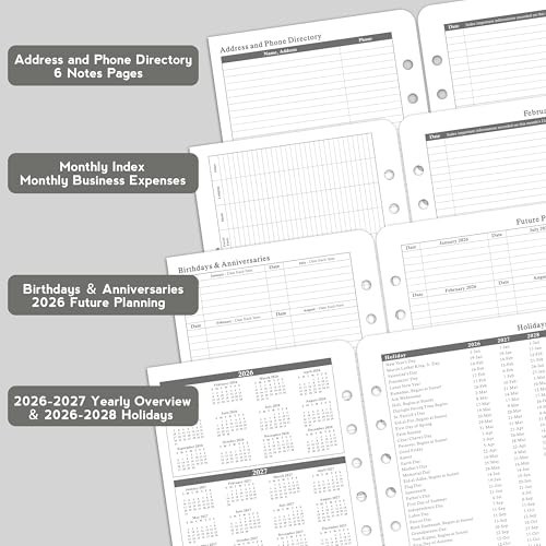 2026 Daily & Monthly Planner Refills, 2-Page Per Day, Ring-Bound Organizer, Tabs