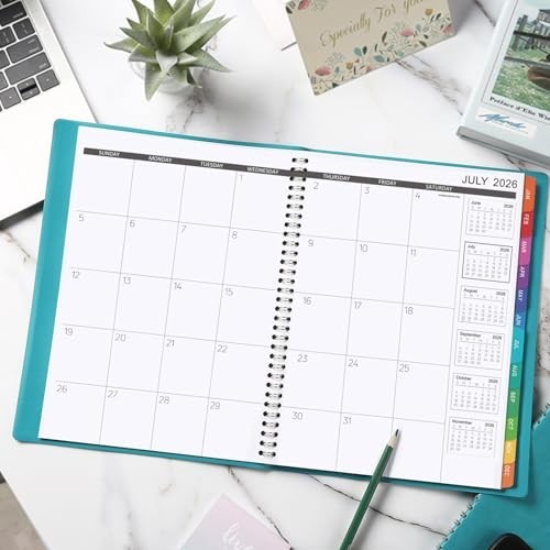 Monthly Planner Jul 2024-Dec 2025 Twin-Wire Organizer Leather Cover 18M Planner