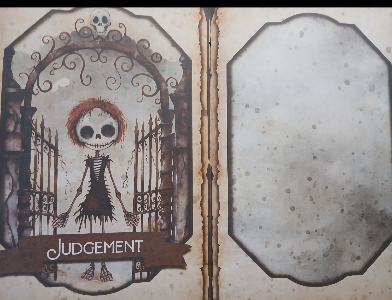 Junk Journal Booklet “SKELETON TAROT” Handmade Fortune Teller 5.5″x8.5″ 40pg