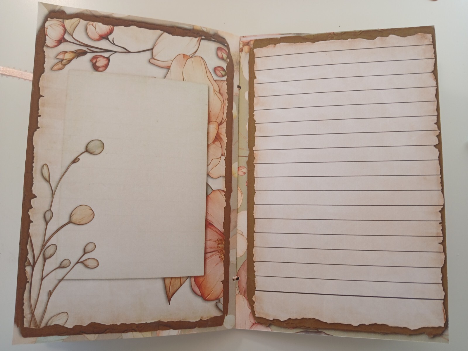 Junk Journal Blank Booklet “SOFT FLORALS” Pastel Florals LG 8.5″x5.5″ 40pgs