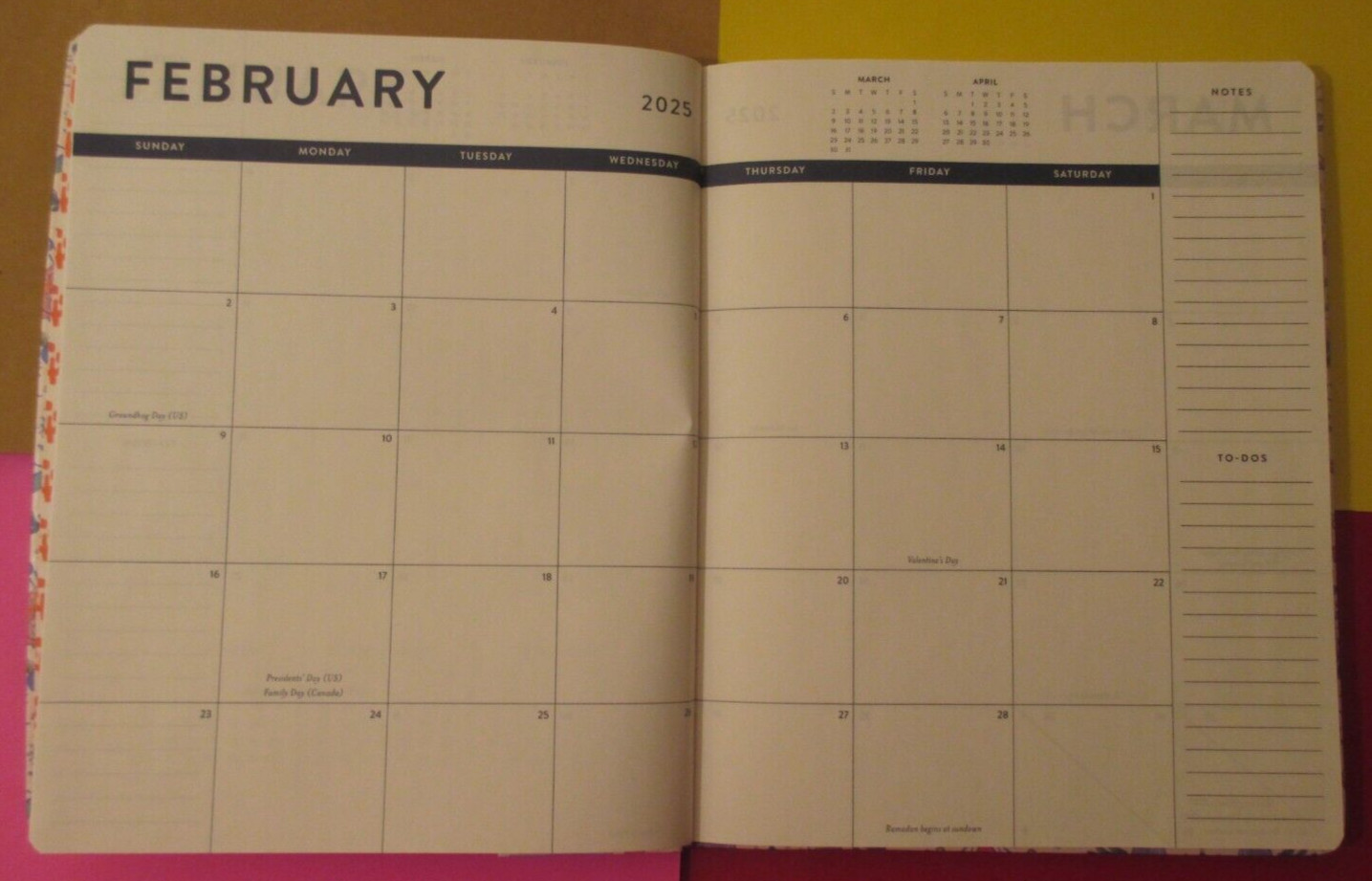 2025 Jan – Dec Weekly & Monthly NOTEs To DO 10X8″ PLANNER – PINK FLOWERs ECCOLO