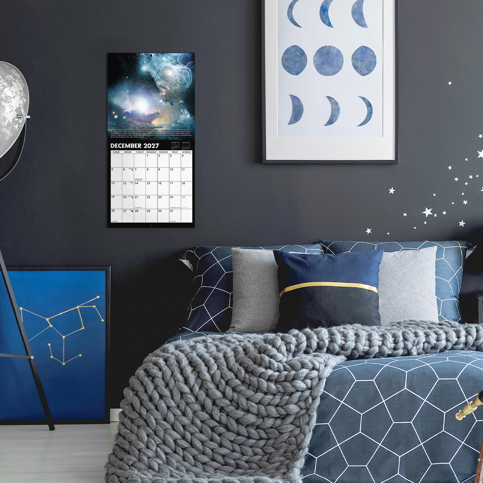 2026-2027 Wall Calendar – Hubble Telescope 12″ x 24″, Dark
