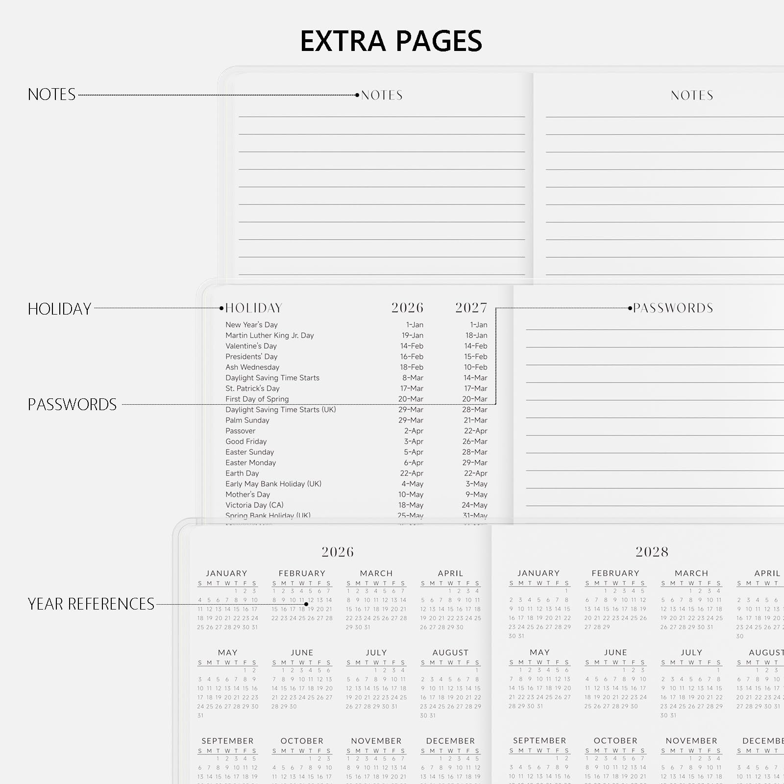 2026 2027 Pocket Monthly Planner 2 Year Portable 3.5×6.4 PVC Cover