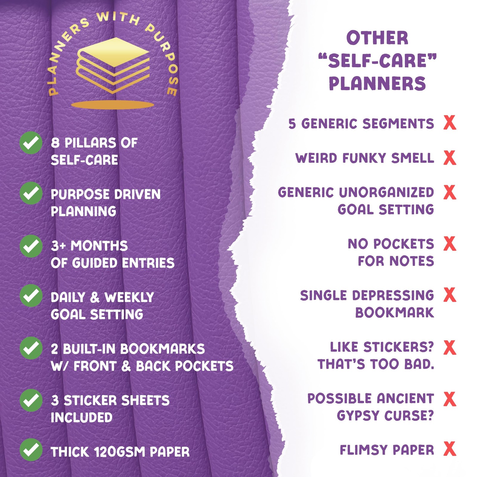 Planners with Purpose Self-Care Planner – Daily Wellness Journal Purple