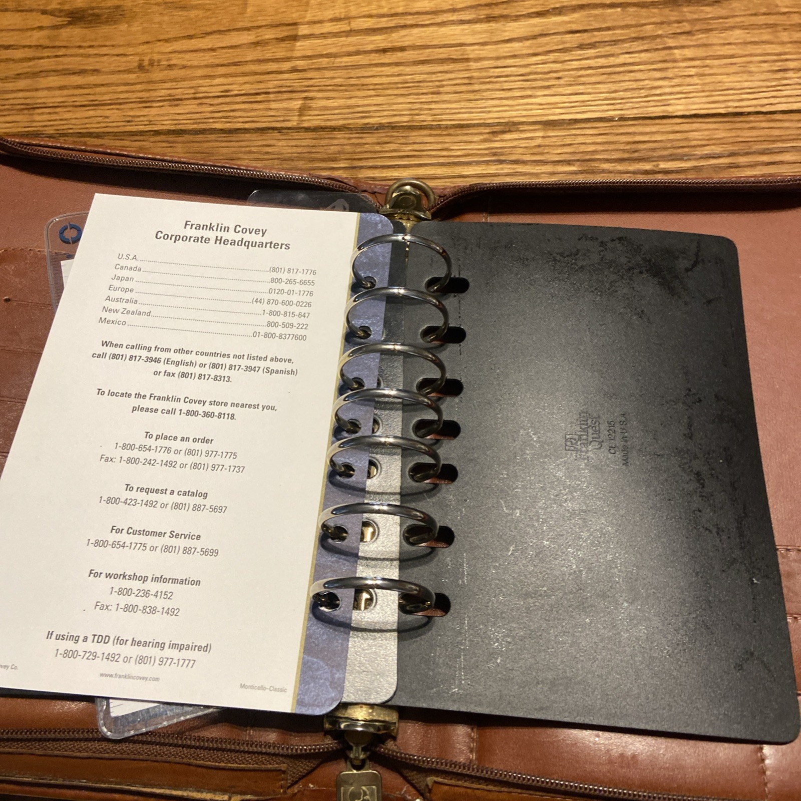 Vintage Franklin Quest Full Grain Aniline Leather Zip Planner Organizer Binder