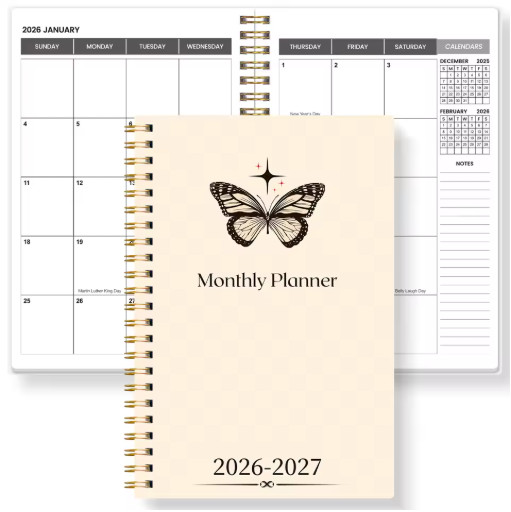 A5 2026-2027 Weekly Monthly Planner Spiral Calendar Notes Organizer School Offic