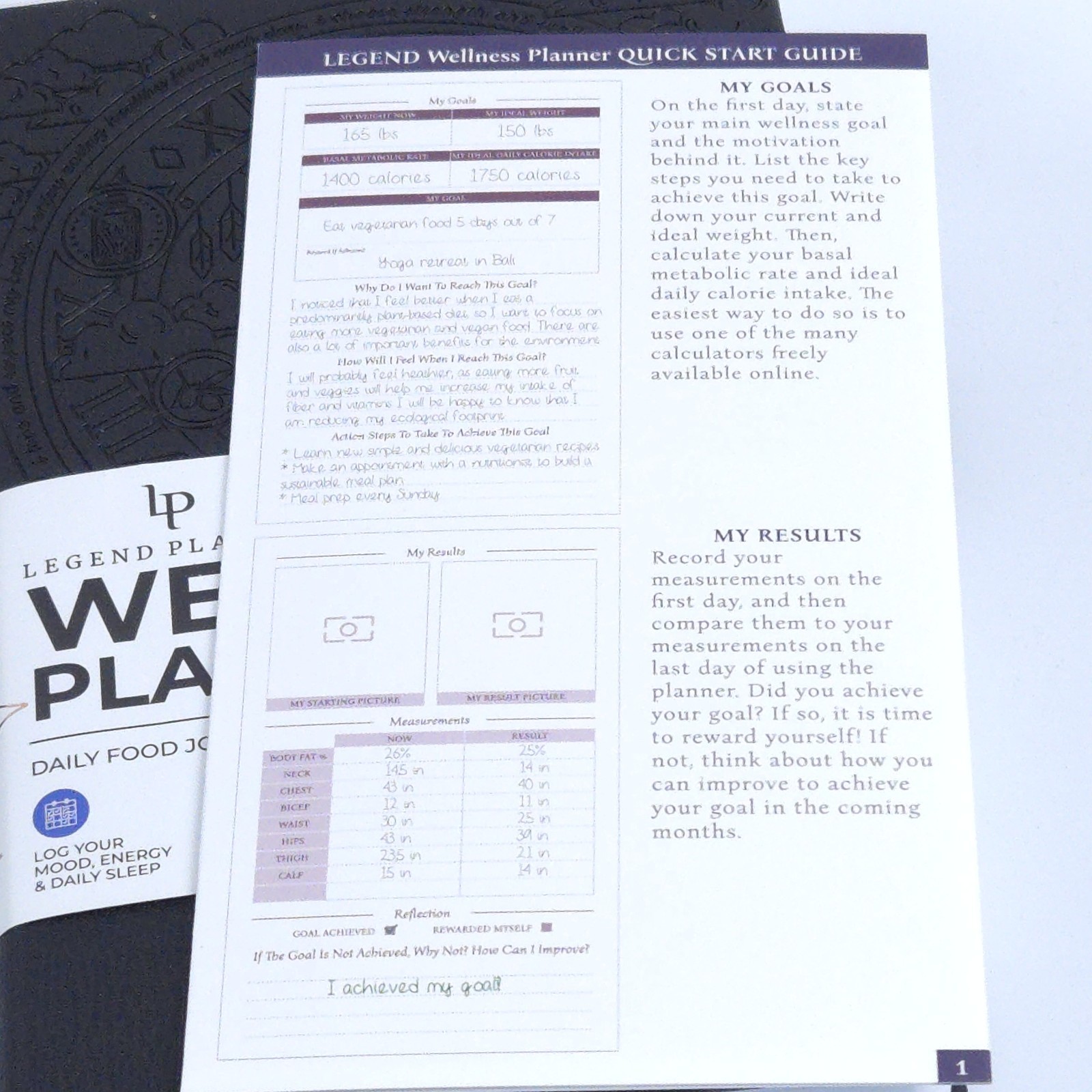 LP Legend Planner Food Journal 6 Month Wellness Diary For Tracking Meals Pocket