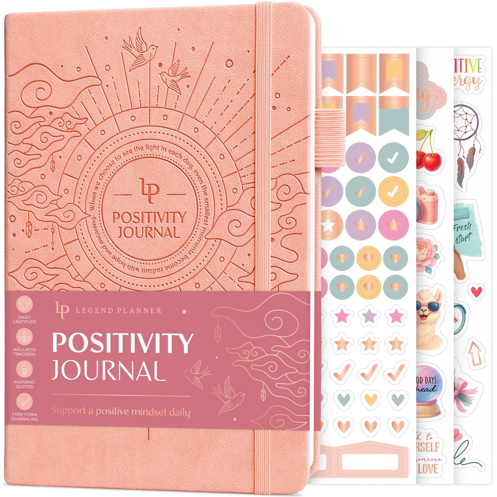 Legend Positivity Journal with Prompts – Guided A5 (5.8″ x 8.3″), Light Pink