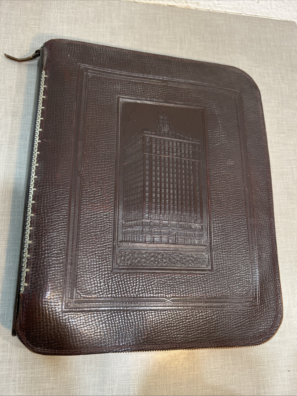 VTG Leather Zipper Notebook Binder Equitable Building Life Ins. Des Moines, IA