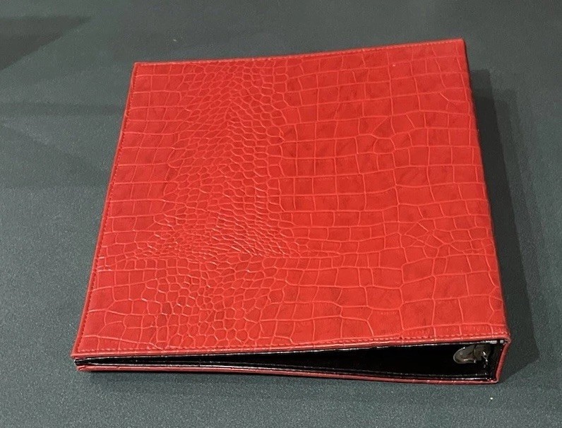 MICHE Classic 3 Ring Notebook Cover Red Faux Snakeskin Decorative Buckle READ