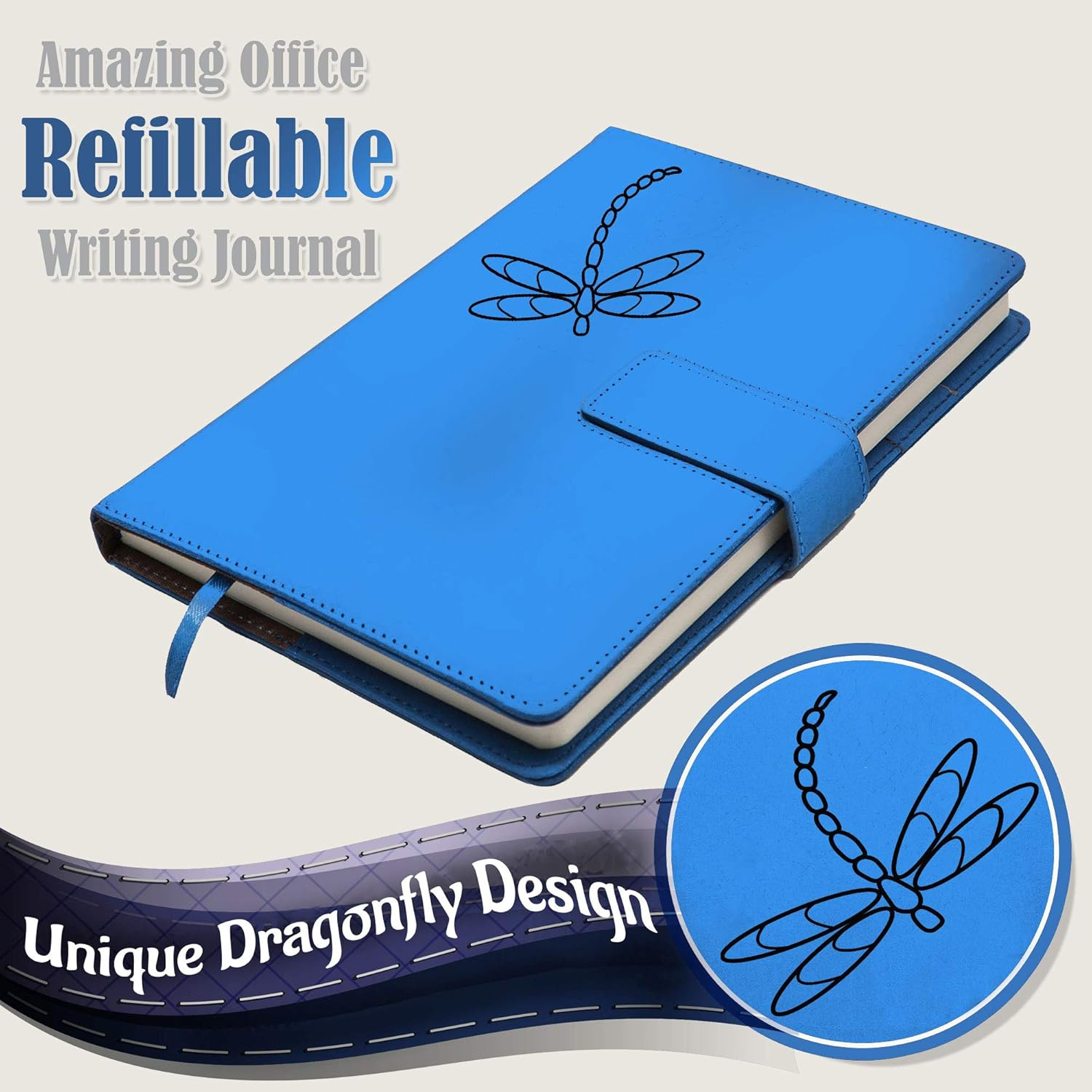 The Dragonfly Journal | 5×8 Inches, 200 Lined Pages, Magnetic Clasp, Refillable