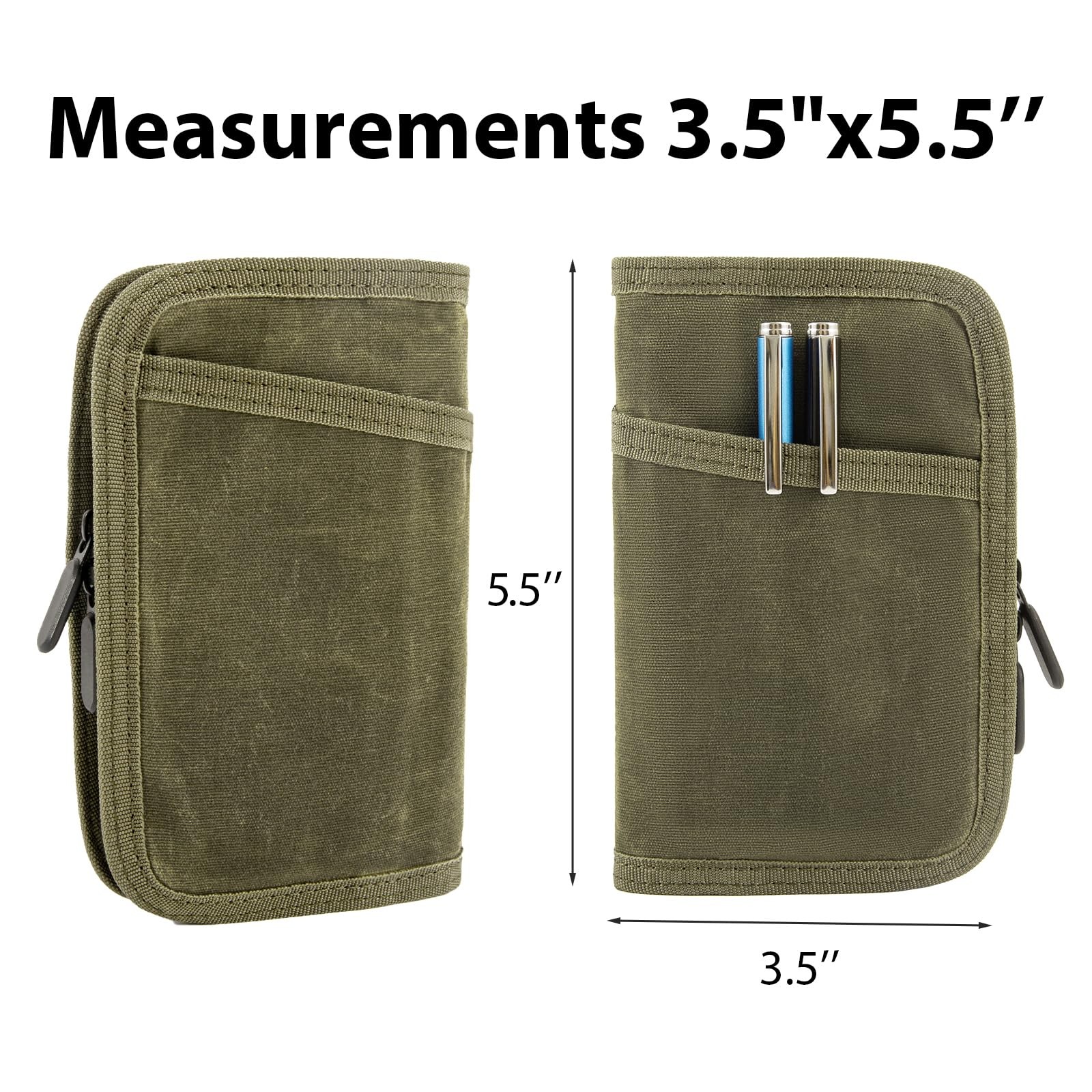 Waxed Canvas Field Notes Cover: Water-Resistant Journal, Pen Holder & Wallet