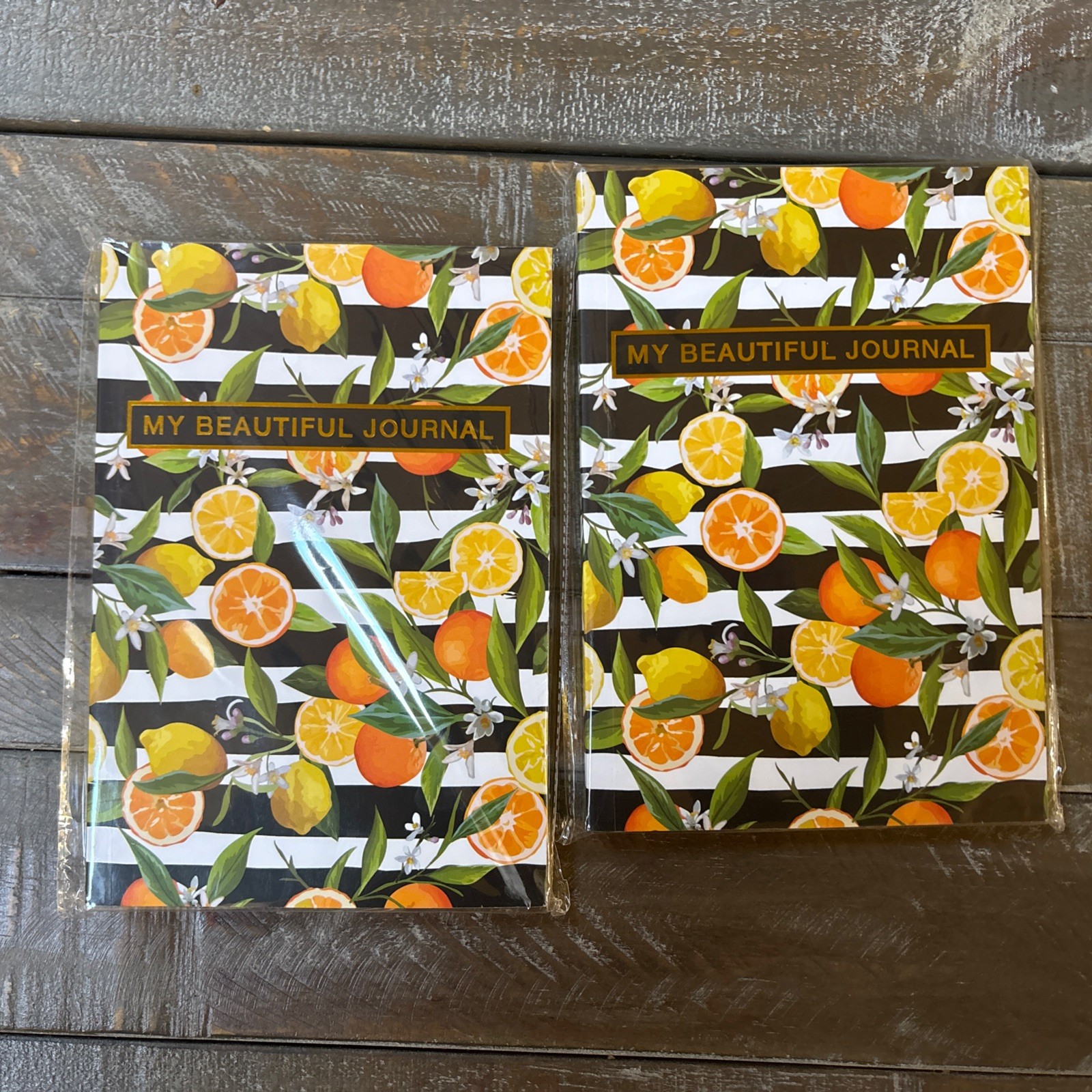 Journal 2 HC 8″ x 5.75” Sealed Fruit/Flower Design Guilded Great works New