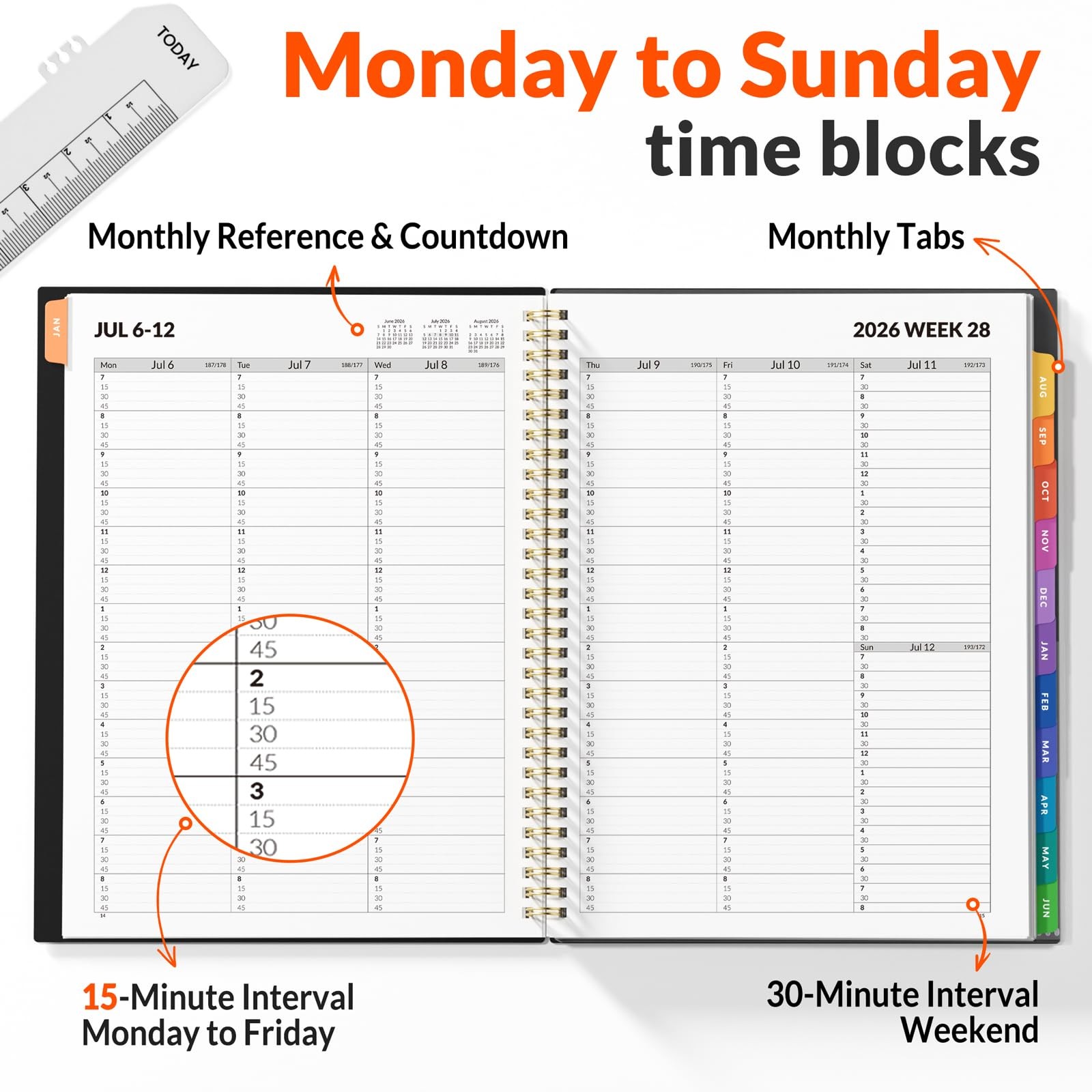 SUNEE 2026-2027 Appointment Book, 8.5″ x 11″, Minimalist Black