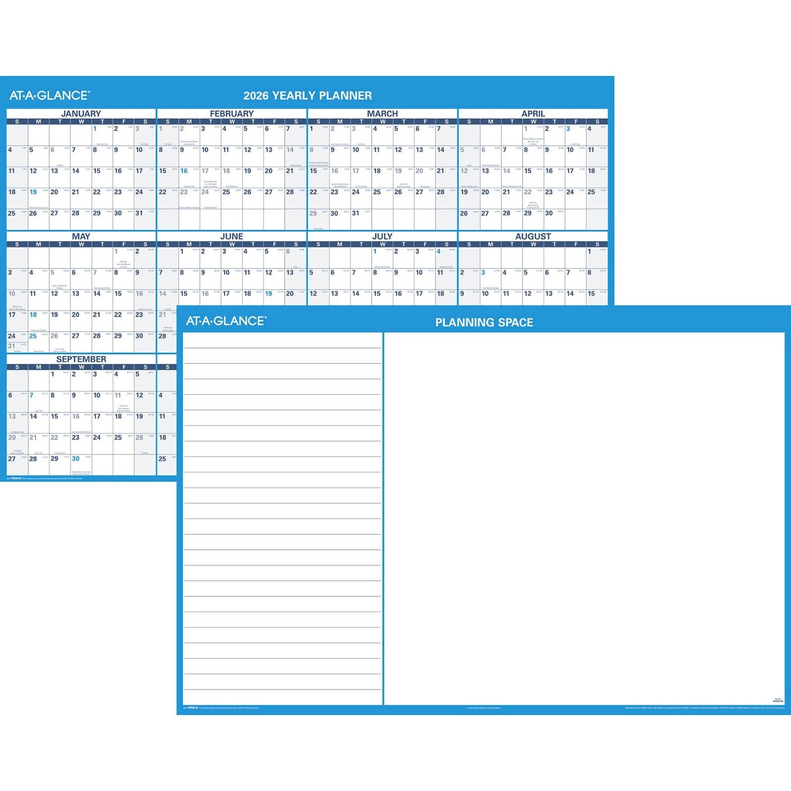 2026 At-A-Glance PM300-28 Yearly Planner Dry Erase Wall Calendar, 48 x 32″