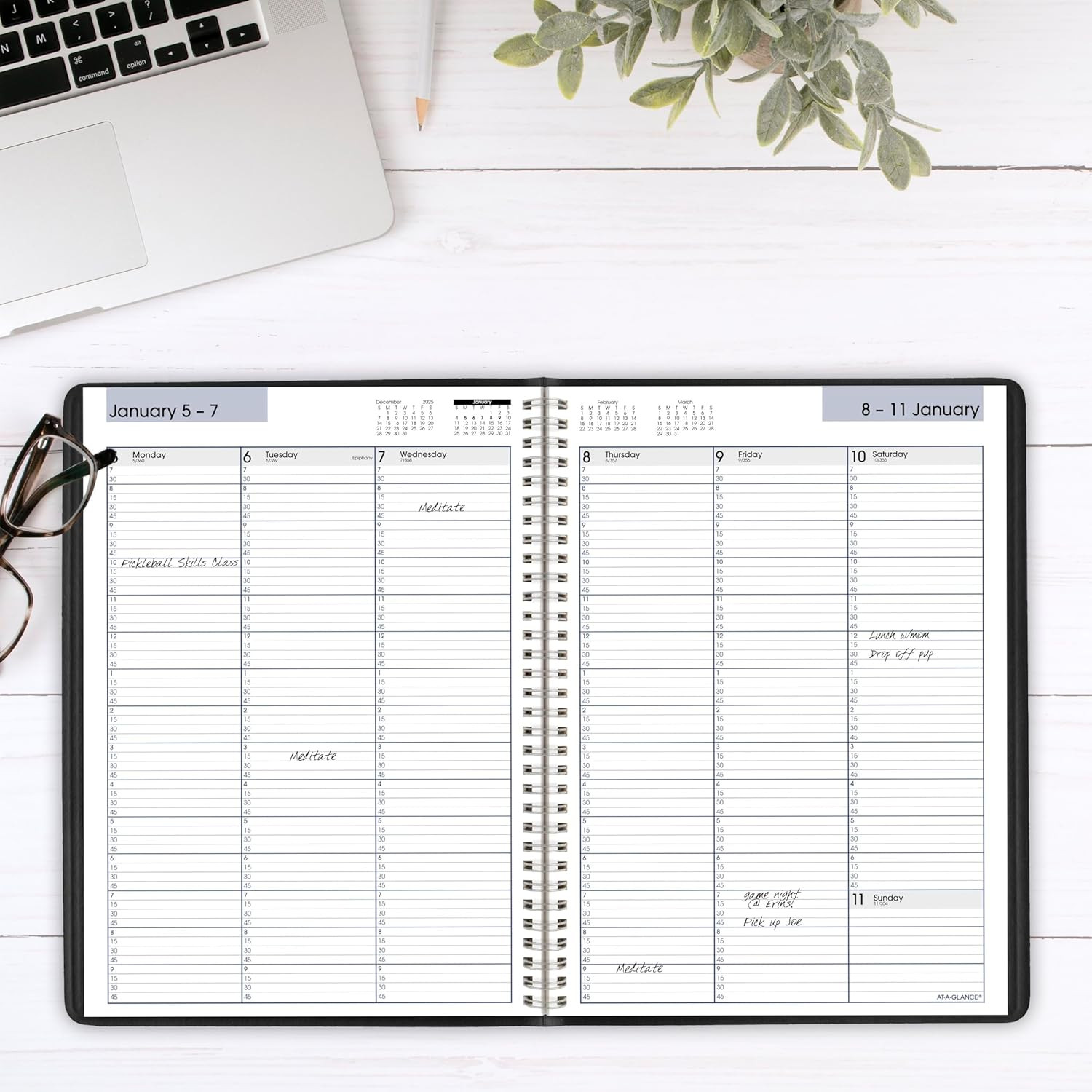 2026 Appointment Book Planner, Weekly, 8″ X 11″, Large, Quarter-Hourly, Black