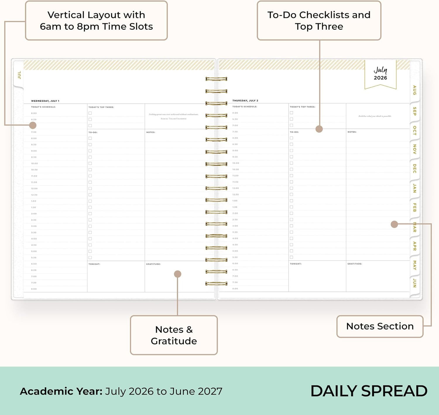 Day Designer 2026-2027 Daily and Monthly Academic Year Planner Calendar, July 20