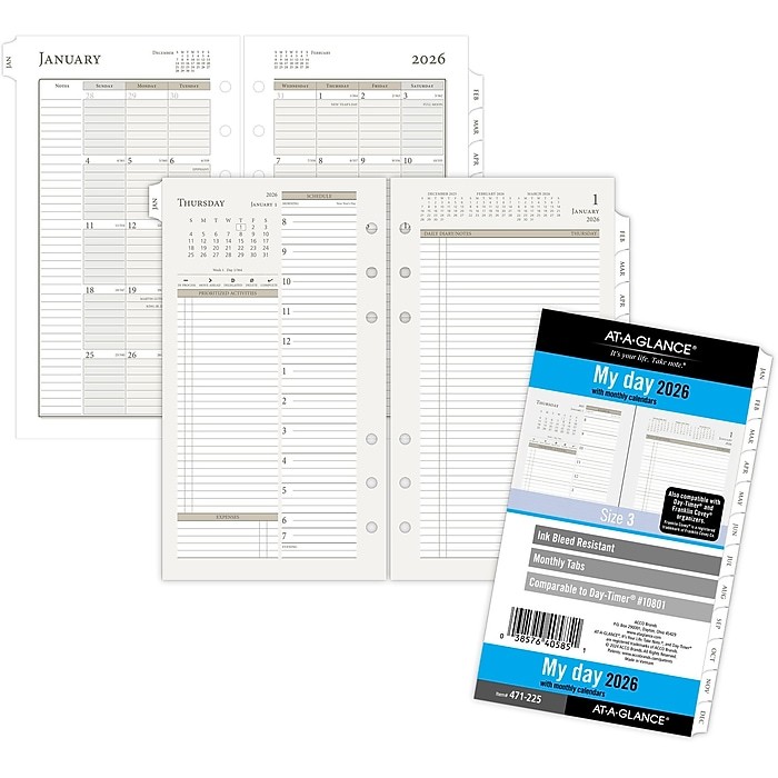 2026 AT-A-GLANCE 3.75″ x 6.75″ My Day Refill Pages, (471-225)
