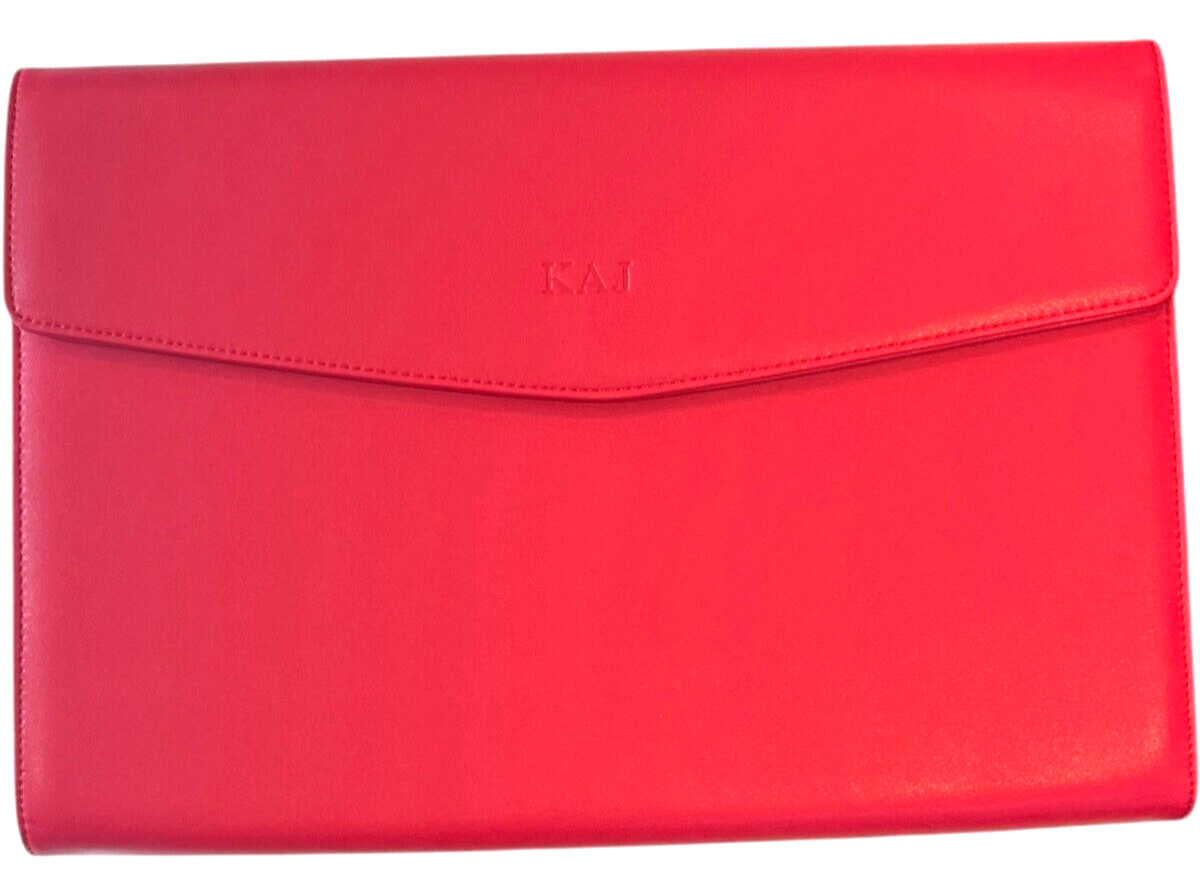 LEVENGER Smooth Dosier Folio – RED – 15″ W x 10.5″ H – KAJ Monogram