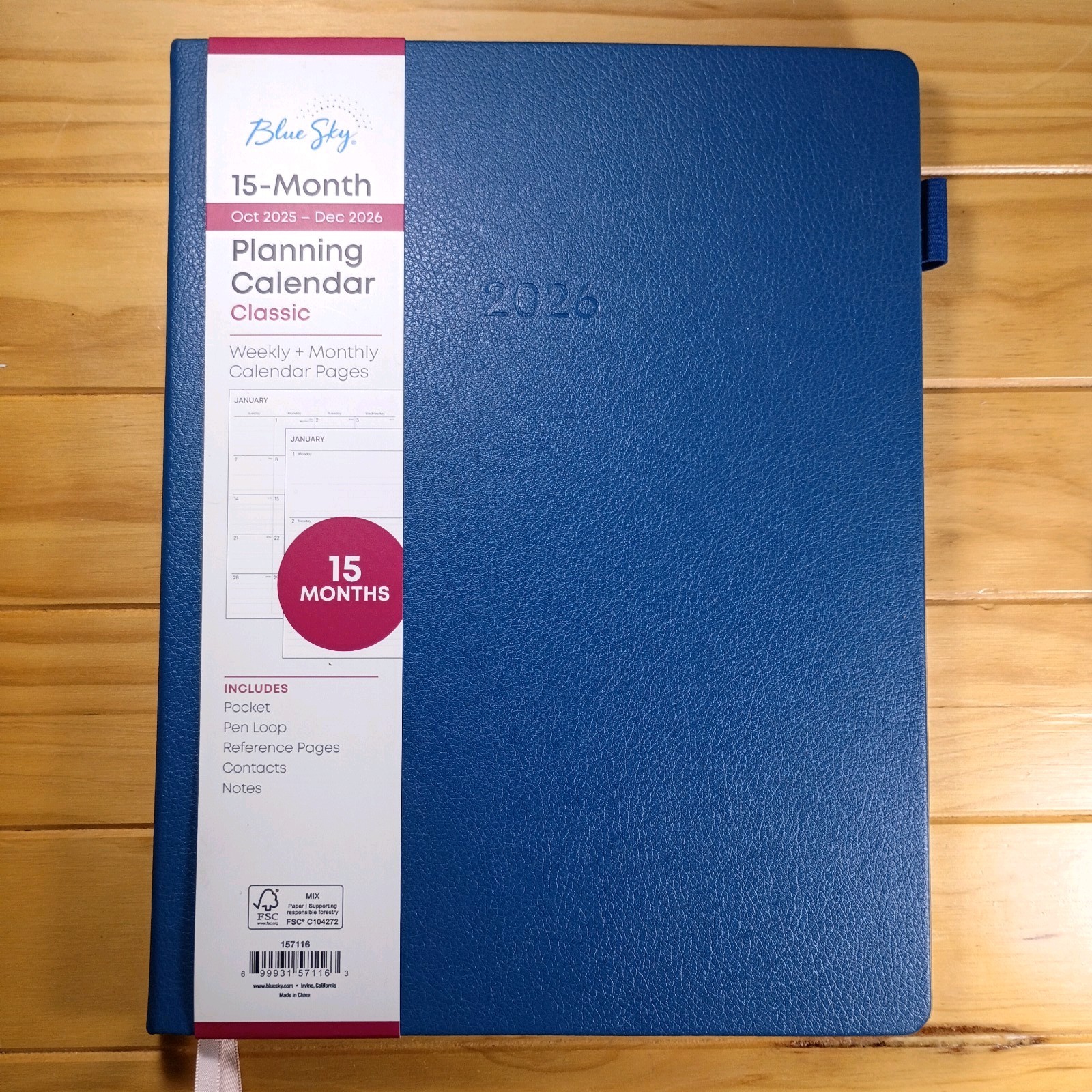 Blue Sky 15 Mont Oct 2025 – Dec 2026 Planning Calendar Hardcover 157116 New.