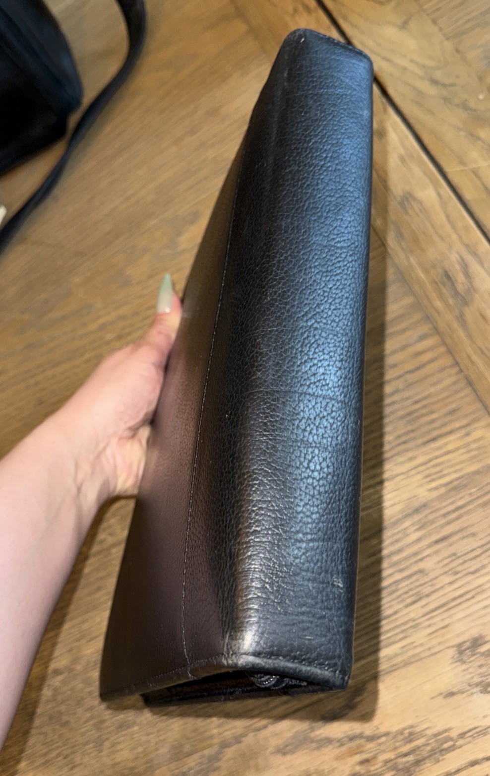 Vtg Franklin Quest Black Leather Zip Organizer Planner 7 Ring Binder