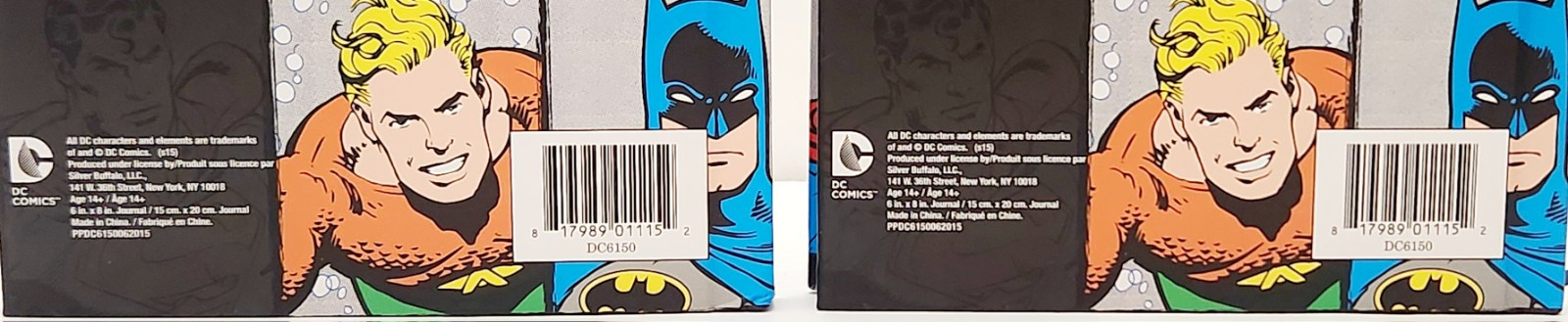 Silver Buffalo DC6150 DC Comics Characters Grid Hard Cover Journal, Lot Of 2 New